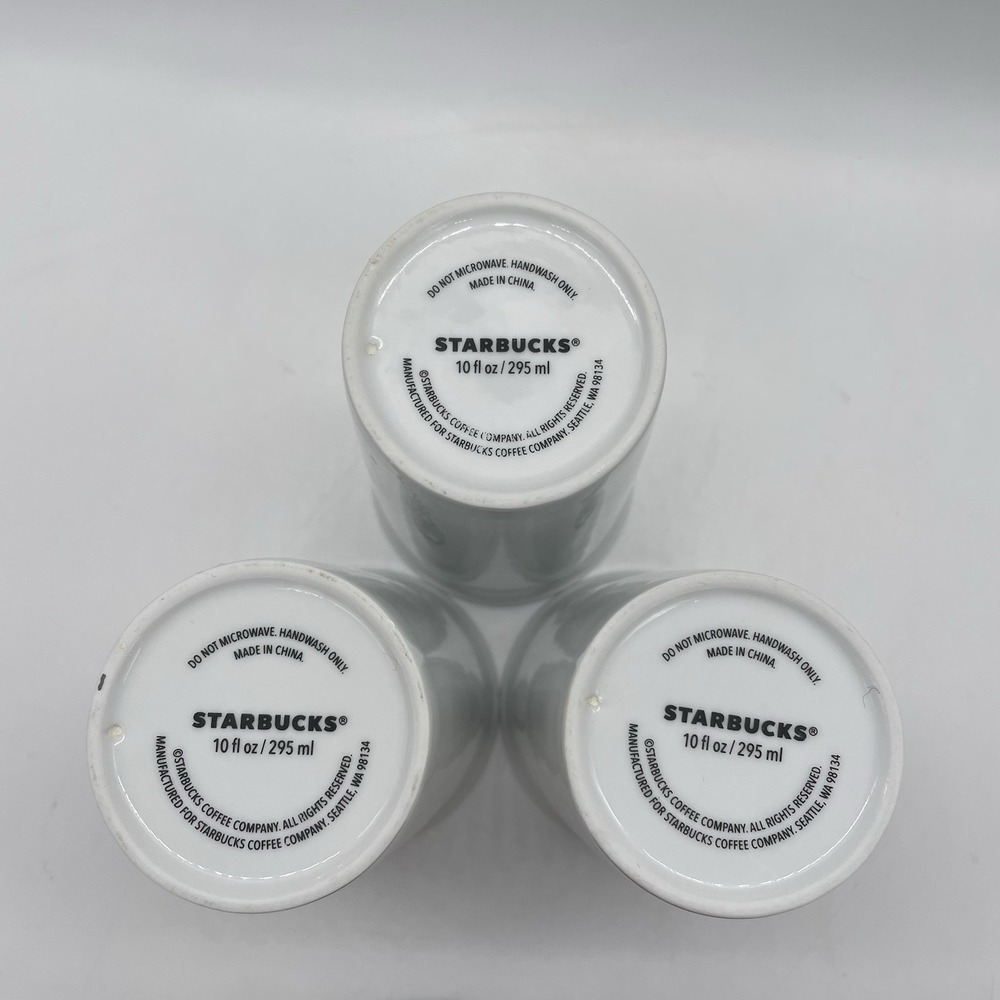 Set of 3 Starbucks Mermaid Tumbler Ceramic Travel Coffee Mug White 10 oz w/ Lids - Picture 8 of 9